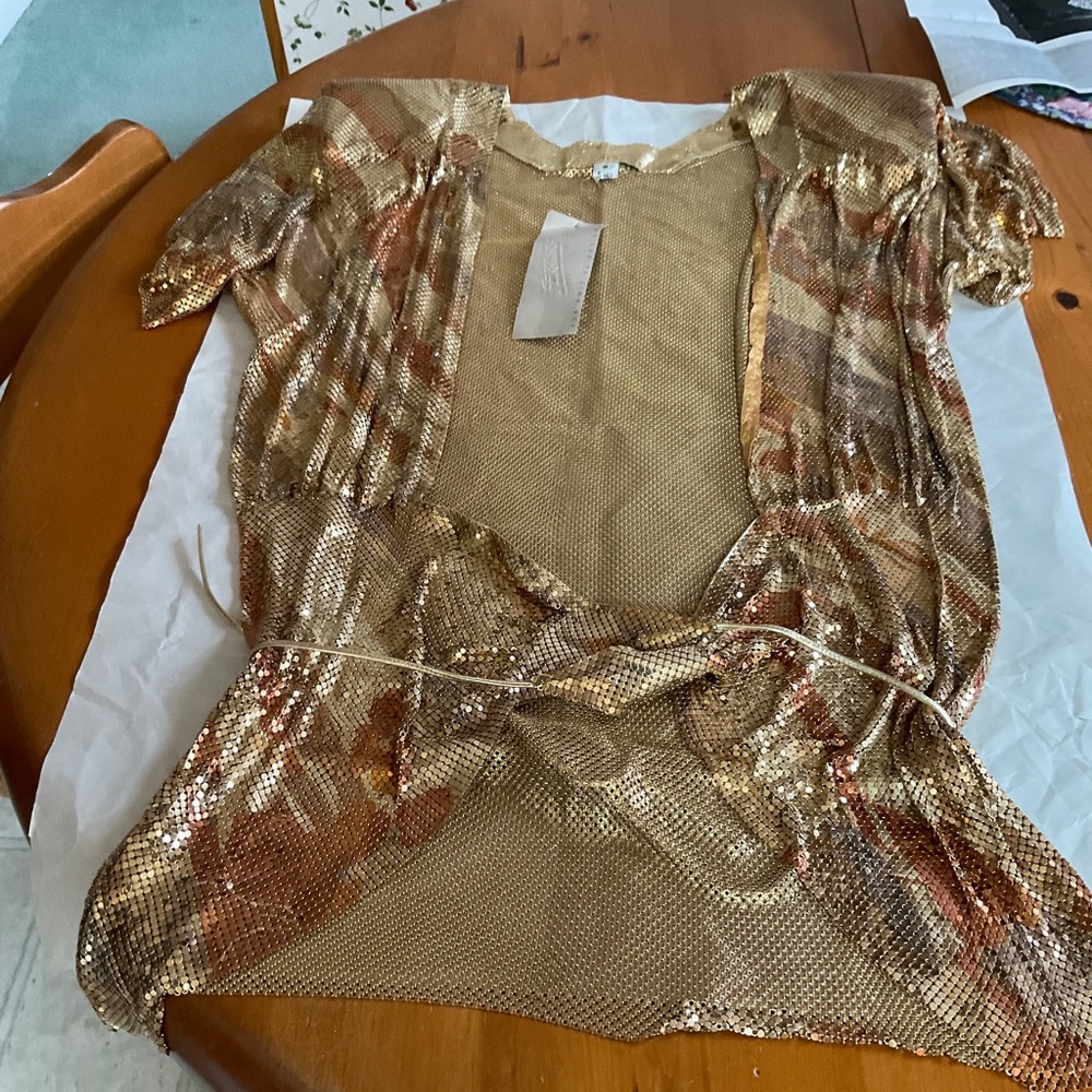 Vintage Whiting & Davis gold chain mail top